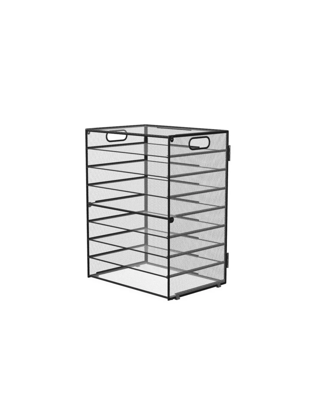 9-Tier Black Mesh Paper Organizer with Handles and Sliding Trays for Desk